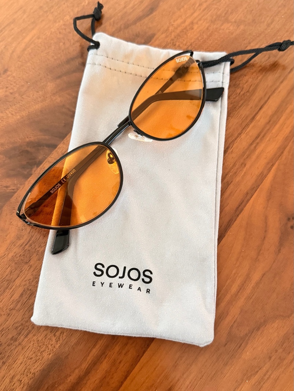 SOJOS Black Oval Amber Lens Y2K Sunglasses